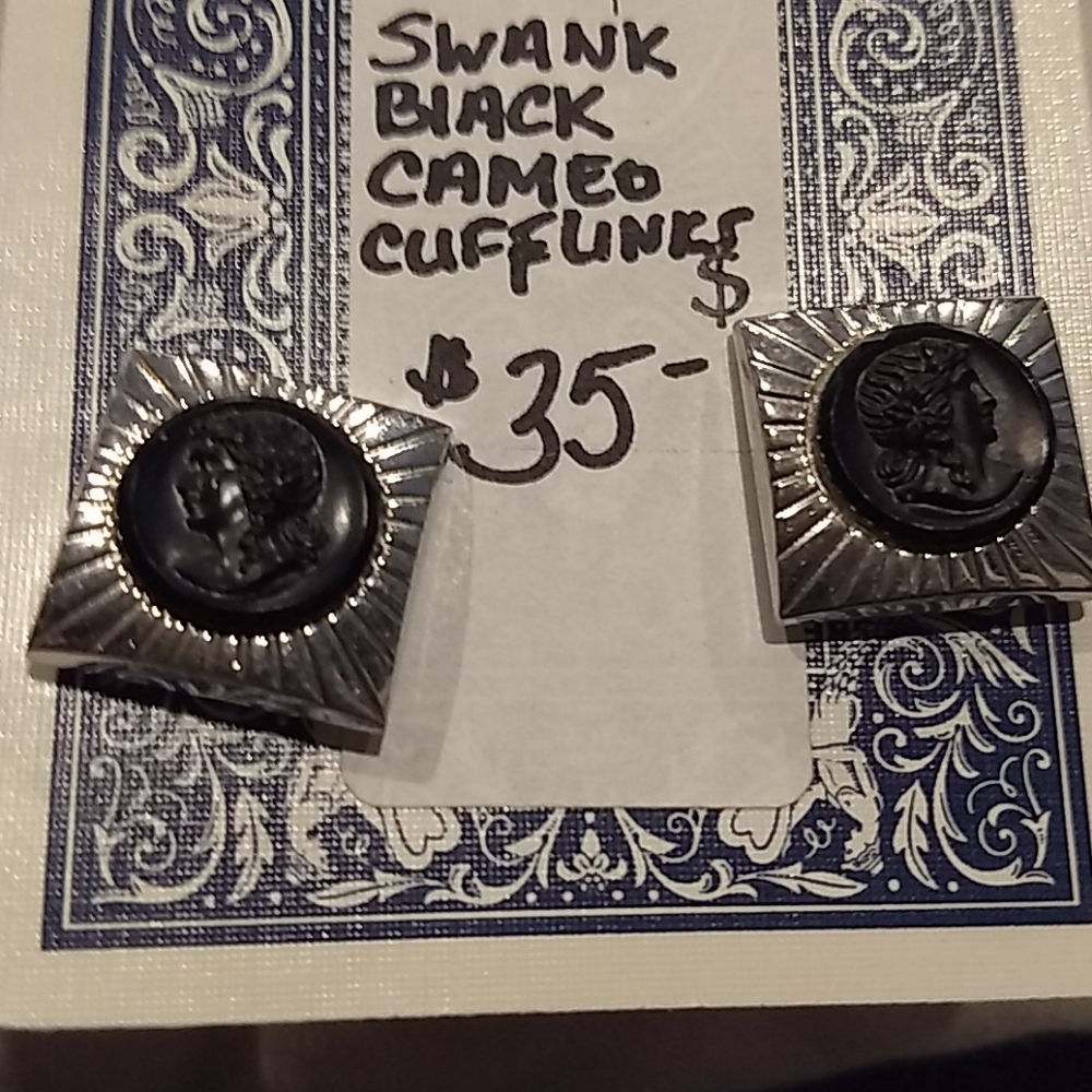 Swank black cameo cuff links